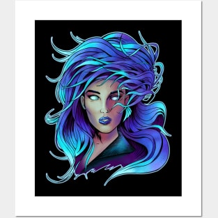 Blue Hair woman Posters and Art